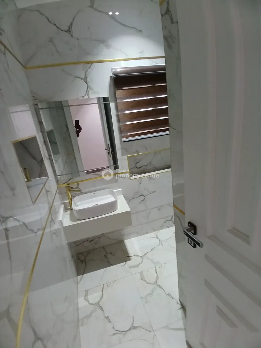 Bathroom vanity viewed through the doorway